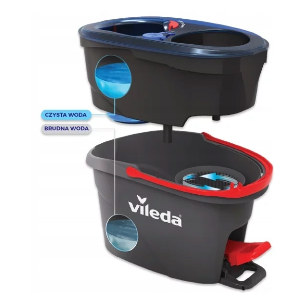 Vileda H2prO Dwukomorowa technologia wiadra - oddzielająca czystą wodę od brudnej